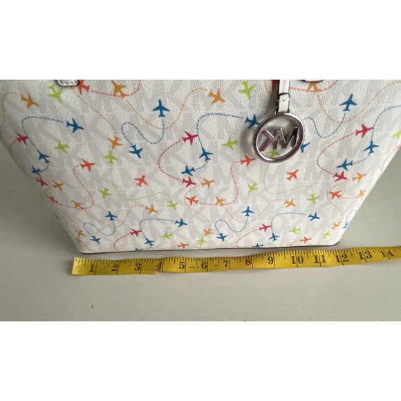 Michael Kors Jet Set Carryall Airplanes Tote Bag White Multicolor NEW - Picture 6 of 15